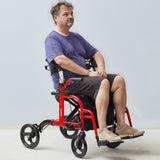 Portable Air Conditioners: VEVOR 2 in 1 Rollator Walker & Transport Chair for Seniors, Folding Rolling Walker Wheelchair Combo & Footrests, Lightweight Aluminum Mobility Walker with Adjustable Handle, All Terrain Wheels, 136KG