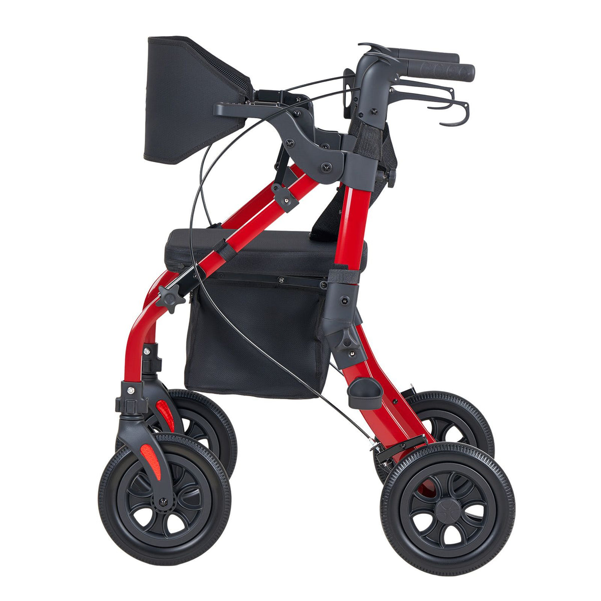 2-in-1 Rollator Walker & Transport Chair for Seniors, Foldable Rolling Walker Wheelchair, Lightweight Aluminum Mobility Walking Aid with Solid PU Wheels, Cup & Cane Holder - Supports 136kg