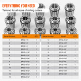 Saw Accessories: VEVOR 25 pcs ER32 Collet Set, 1/16''-13/16'', ER32 Spring Collet Chuck Set, 0.0006"/15 μm TIR Lathe Chuck Tool with 25 Labeled Storage Boxes, for CNC Engraving Machine Milling Lathe Tool Drill Press