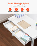 VEVOR Small Desk with Drawers Kids Desk for Bedroom Simple Study Table White