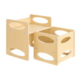 Kid's Desks: VEVOR Montessori Weaning Table and Chair Set, Wooden Toddler Table and Chair Set for Aged 1-5, Adjustable Height Kids Montessori Chair and Activity Table, Ideal for Reading, Eating, Playing - Natural