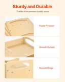 Kid's Desks: VEVOR Montessori Weaning Table and Chair Set, Wooden Toddler Table and Chair Set for Aged 1-5, Adjustable Height Kids Montessori Chair and Activity Table, Ideal for Reading, Eating, Playing - Natural