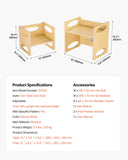 Kid's Desks: VEVOR Montessori Weaning Table and Chair Set, Wooden Toddler Table and Chair Set for Aged 1-5, Adjustable Height Kids Montessori Chair and Activity Table, Ideal for Reading, Eating, Playing - Natural