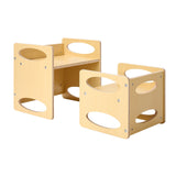 Kid's Desks: VEVOR Montessori Weaning Table and Chair Set, Wooden Toddler Table and Chair Set for Aged 1-5, Adjustable Height Kids Montessori Chair and Activity Table, Ideal for Reading, Eating, Playing - Natural