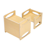 Kid's Desks: VEVOR Montessori Weaning Table and Chair Set, Wooden Toddler Table and Chair Set for Aged 1-5, Adjustable Height Kids Montessori Chair and Activity Table, Ideal for Reading, Eating, Playing - Natural