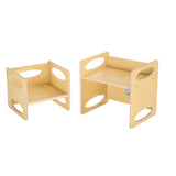 Kid's Desks: VEVOR Montessori Weaning Table and Chair Set, Wooden Toddler Table and Chair Set for Aged 1-5, Adjustable Height Kids Montessori Chair and Activity Table, Ideal for Reading, Eating, Playing - Natural