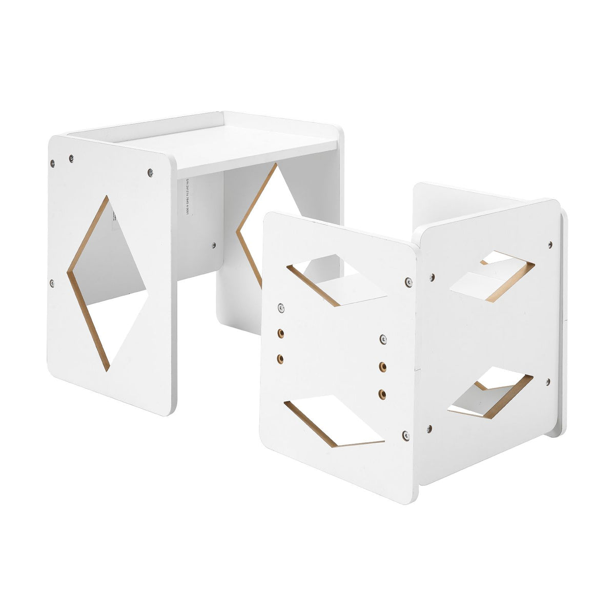 Montessori Weaning Table and Chair Set, Wooden Toddler Table and Chair Set for Aged 1-5, Adjustable Height Kids Montessori Chair and Activity Table, Ideal for Reading, Eating, Playing - White