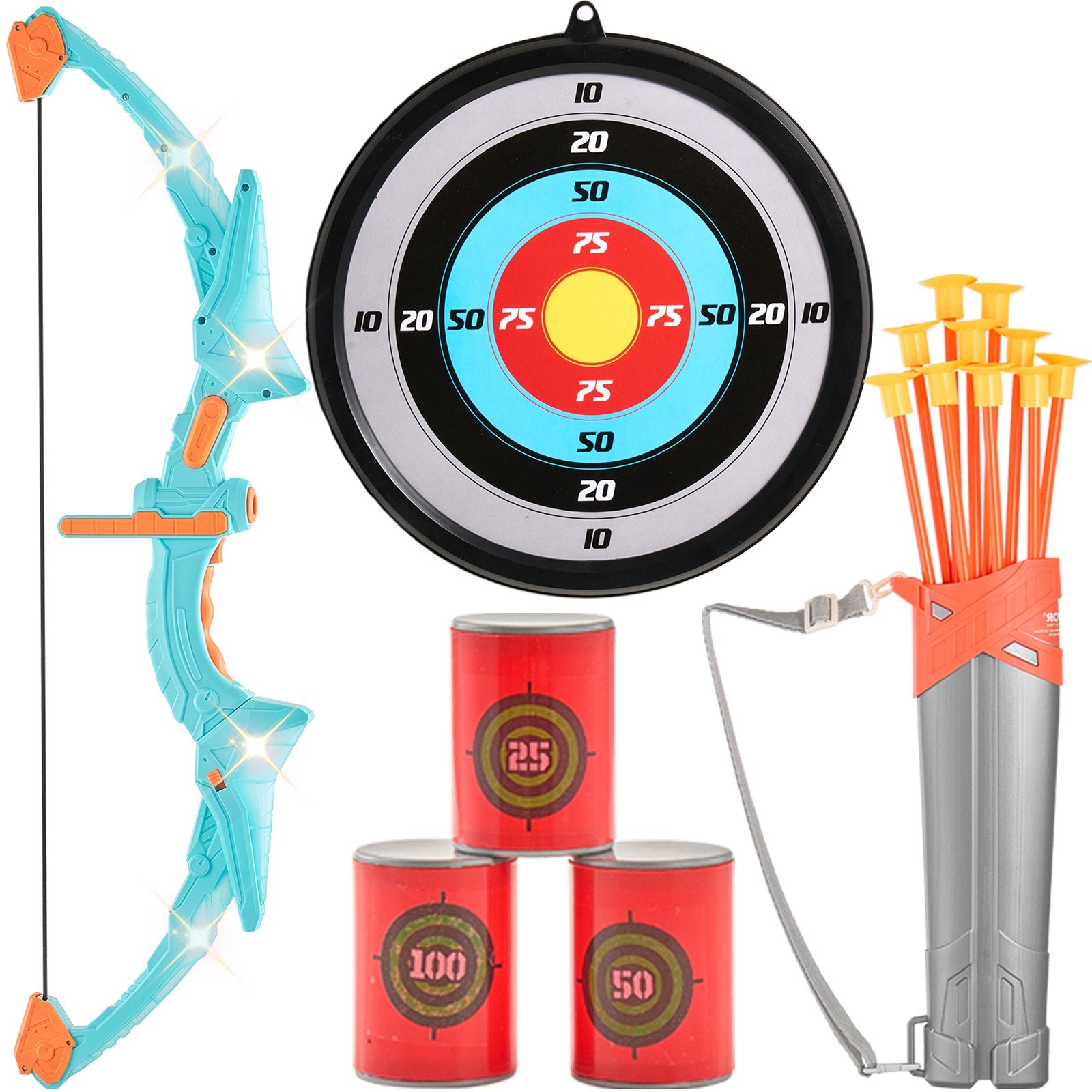 Outdoor Play Equipment: VEVOR Kids Bow and Arrow Set LED Light Up Outdoor Archery Kit Children 10 Arrows