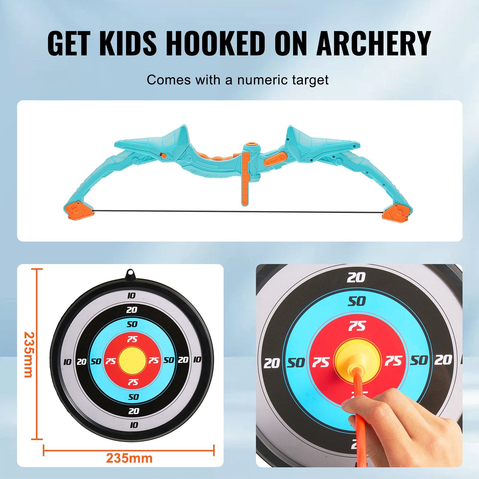 Outdoor Play Equipment: VEVOR Kids Bow and Arrow Set LED Light Up Outdoor Archery Kit Children 10 Arrows