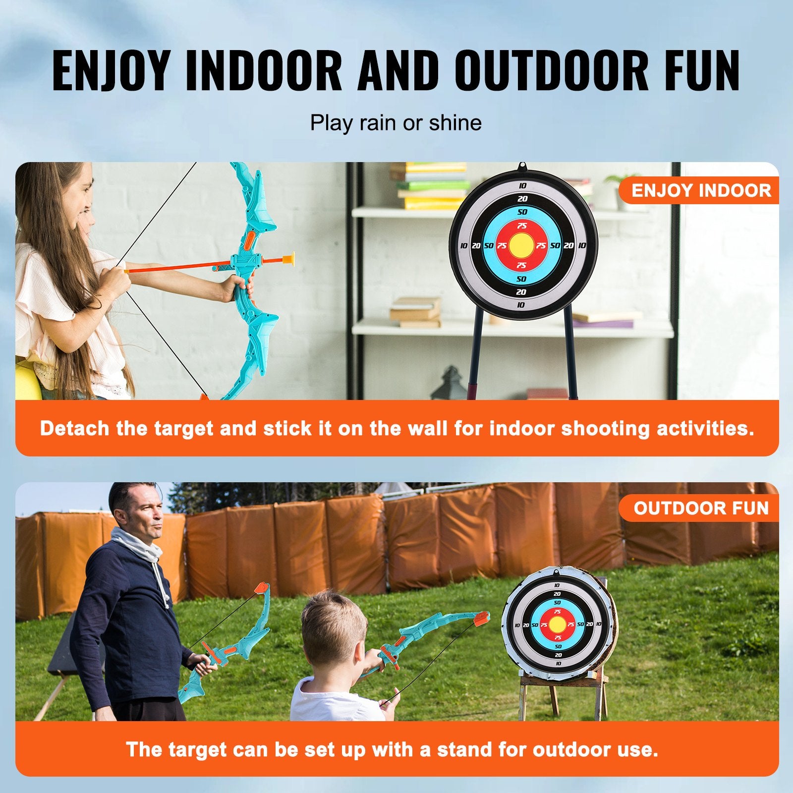 Outdoor Play Equipment: VEVOR Kids Bow and Arrow Set LED Light Up Outdoor Archery Kit Children 10 Arrows