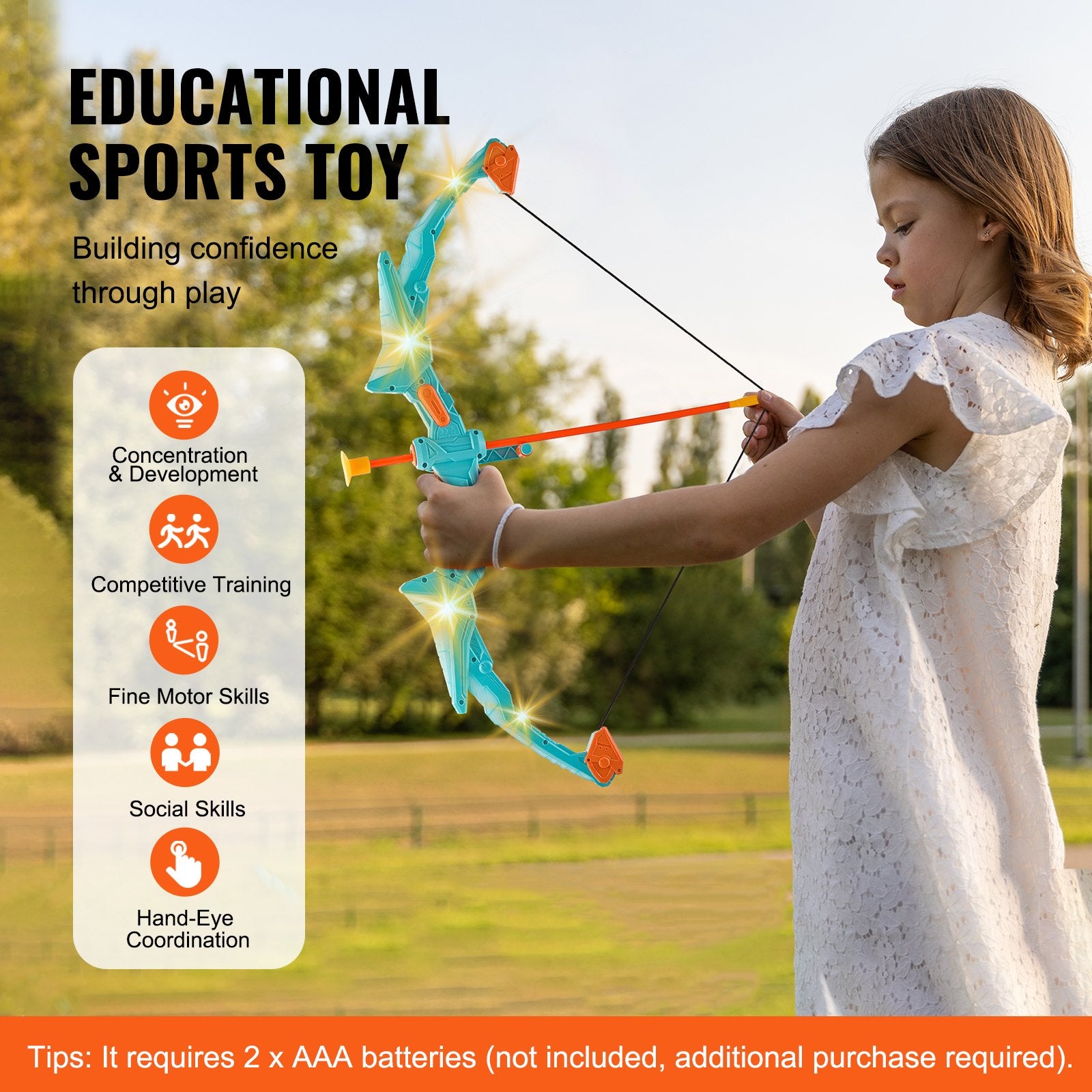 Outdoor Play Equipment: VEVOR Kids Bow and Arrow Set LED Light Up Outdoor Archery Kit Children 10 Arrows