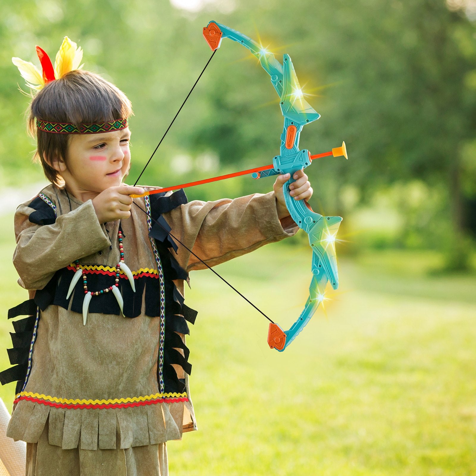 Outdoor Play Equipment: VEVOR Kids Bow and Arrow Set LED Light Up Outdoor Archery Kit Children 10 Arrows