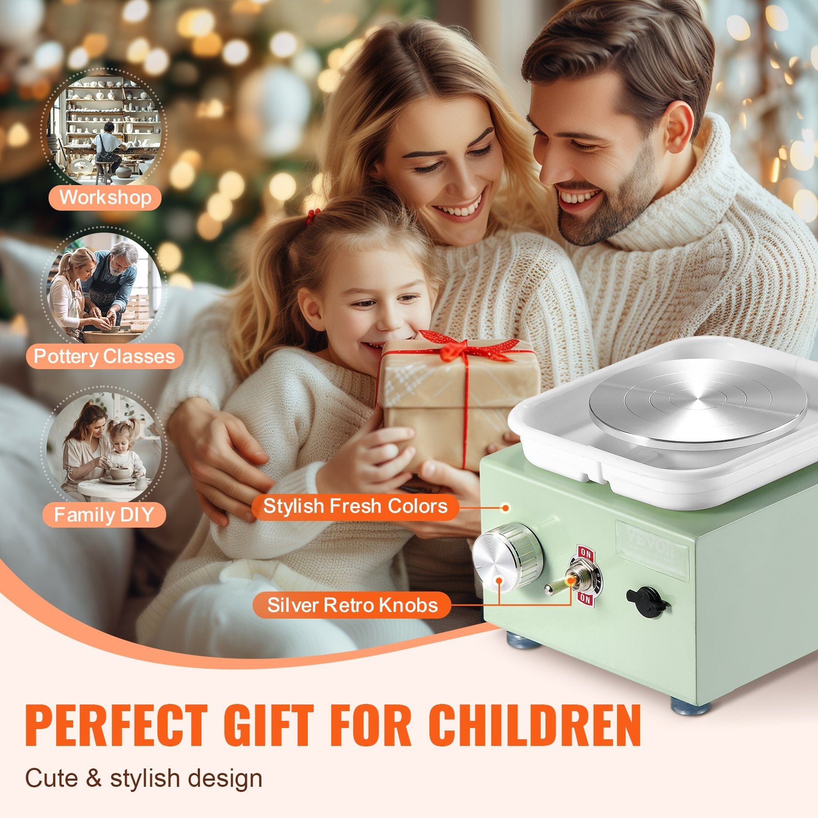 Drums: VEVOR Mini Pottery Wheel, 0-320RPM Adjustable Speed Detachable Basin Forming Machine, 2.56in/3.94in 2 Turntables Electric Ceramic Wheel Machine, 18pcs Accessories, for Art Craft Work Home DIY, Green