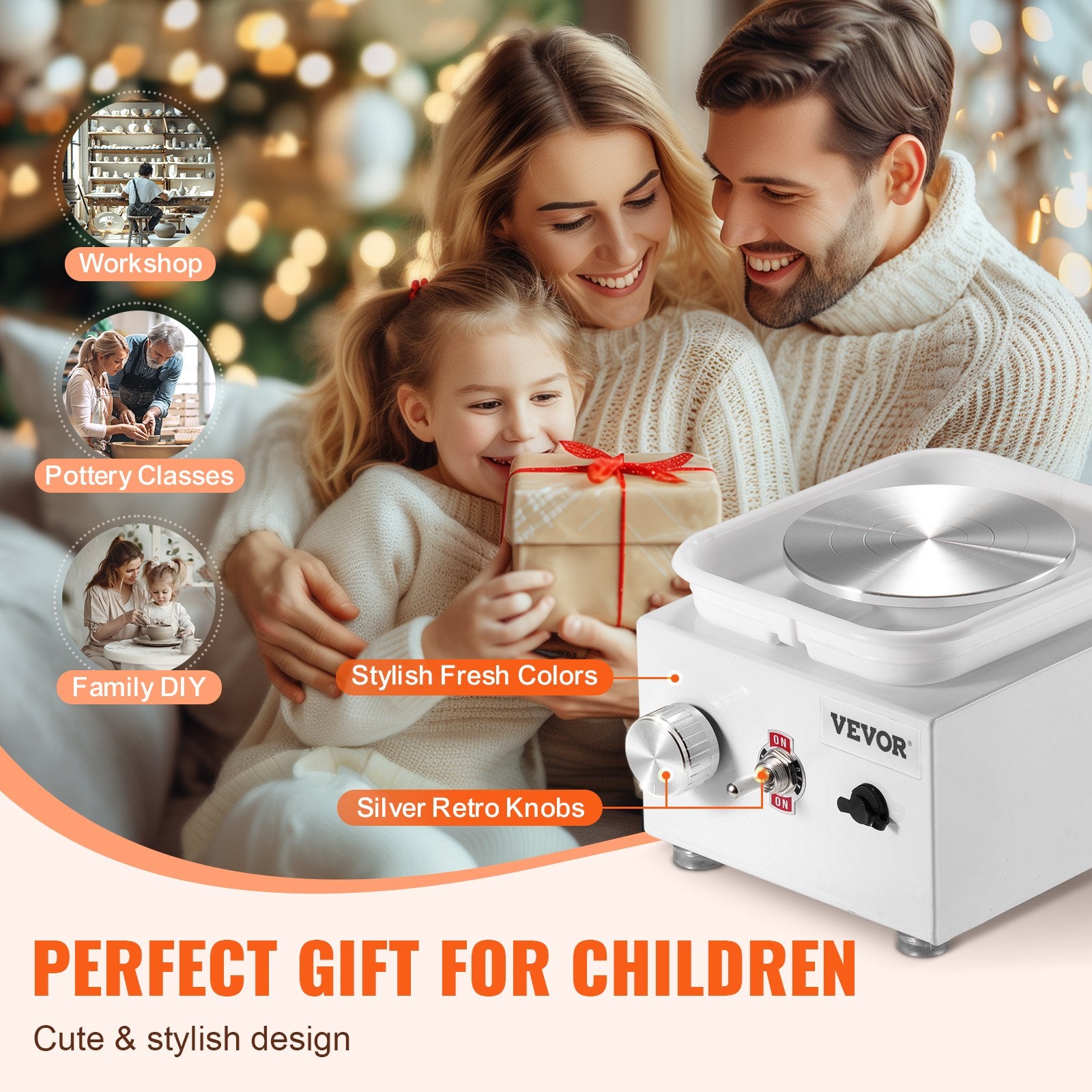 Automotive Decor: VEVOR Mini Pottery Wheel Electric Ceramic Wheel Machine 0-320RPM Speed White