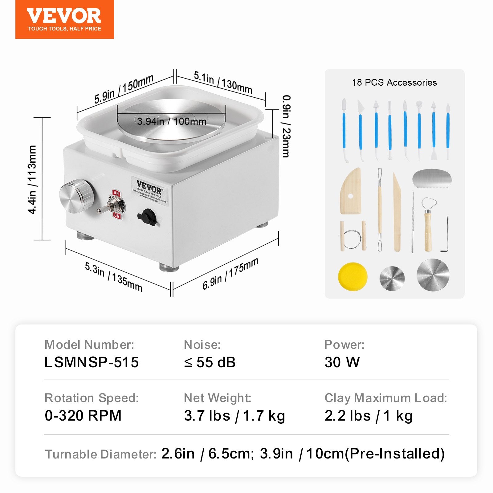 Automotive Decor: VEVOR Mini Pottery Wheel Electric Ceramic Wheel Machine 0-320RPM Speed White