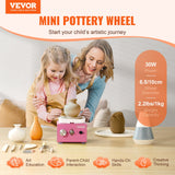 Garden Ornaments: VEVOR Mini Pottery Wheel Electric Ceramic Wheel Machine 0-320RPM Speed Pink