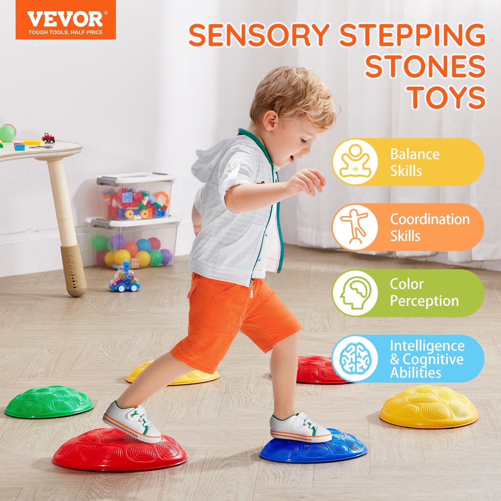 Outdoor Play Equipment: VEVOR Kids Balance Stepping Stones Sensory Obstacle Course 6 PCS Outdoor Indoor