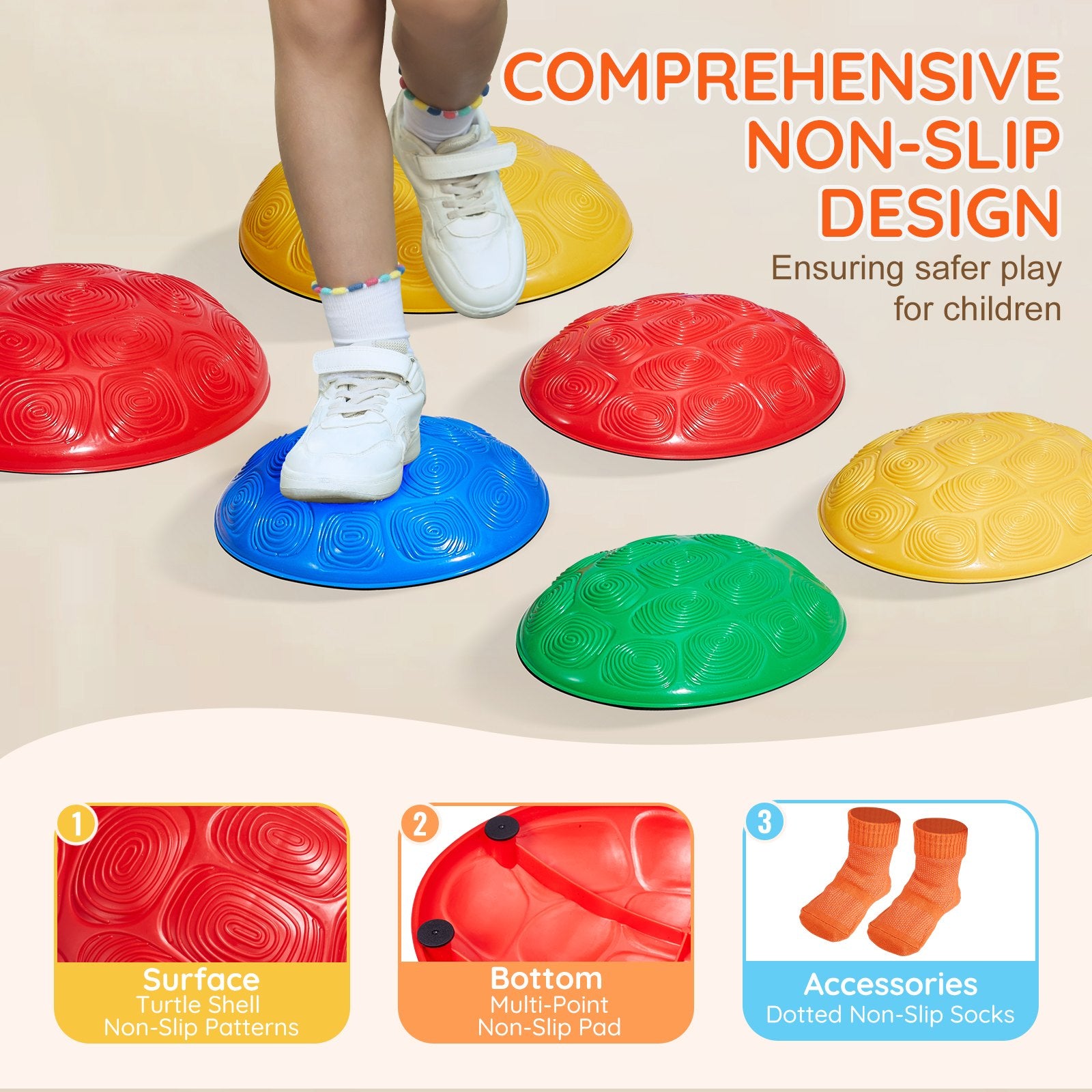 Outdoor Play Equipment: VEVOR Kids Balance Stepping Stones Sensory Obstacle Course 6 PCS Outdoor Indoor