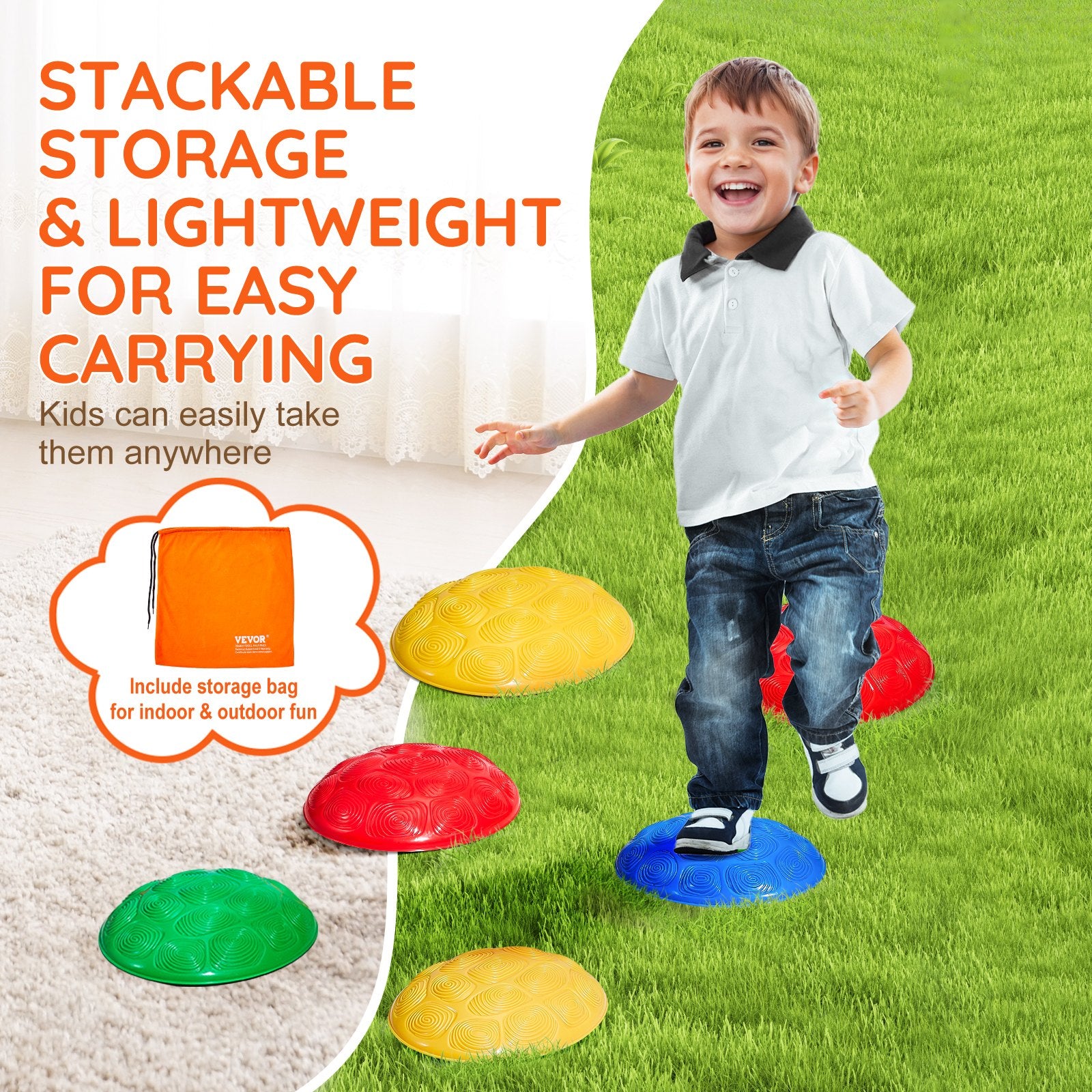 Outdoor Play Equipment: VEVOR Kids Balance Stepping Stones Sensory Obstacle Course 6 PCS Outdoor Indoor