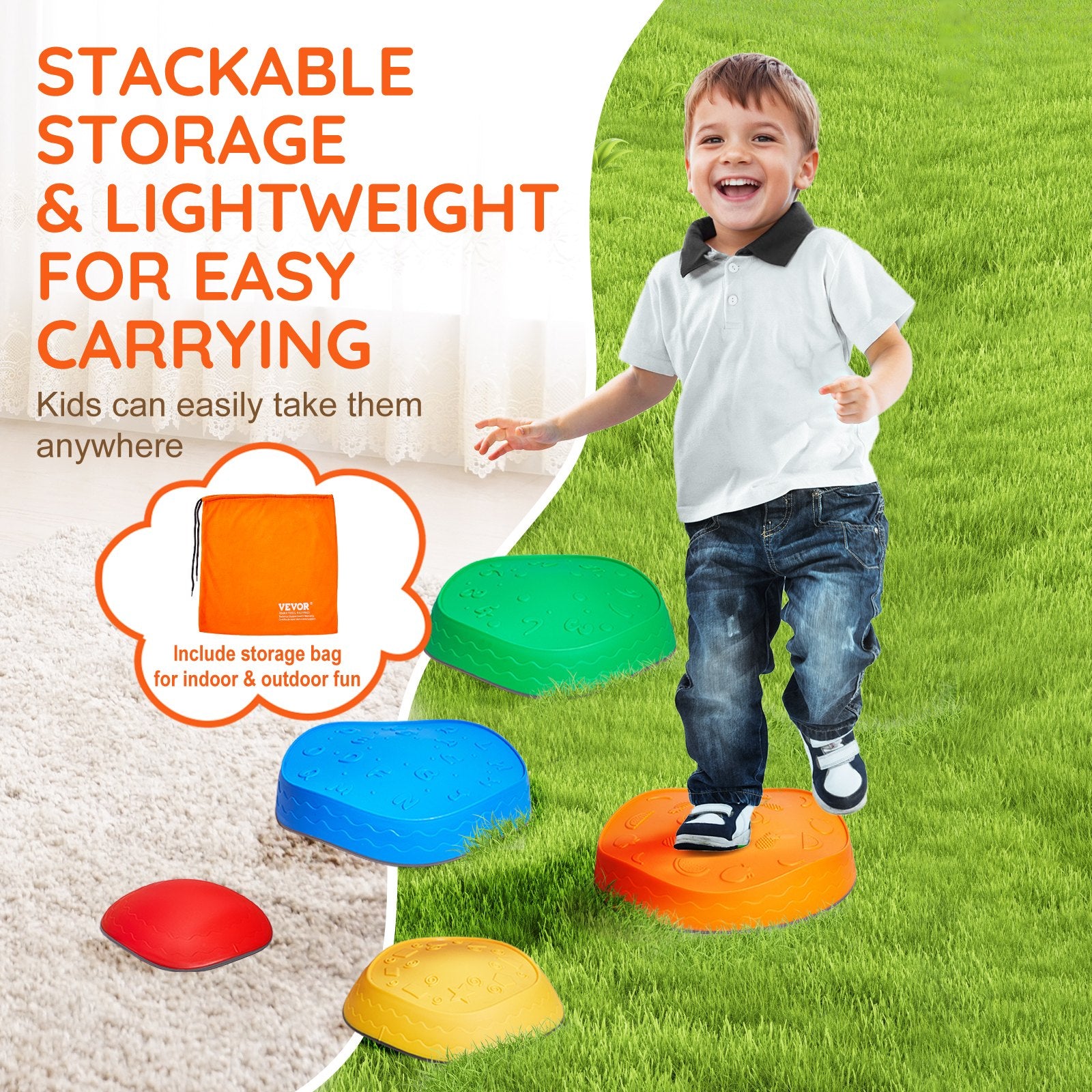 Outdoor Play Equipment: VEVOR Kids Balance Stepping Stones Sensory Obstacle Course 5 PCS Outdoor Indoor