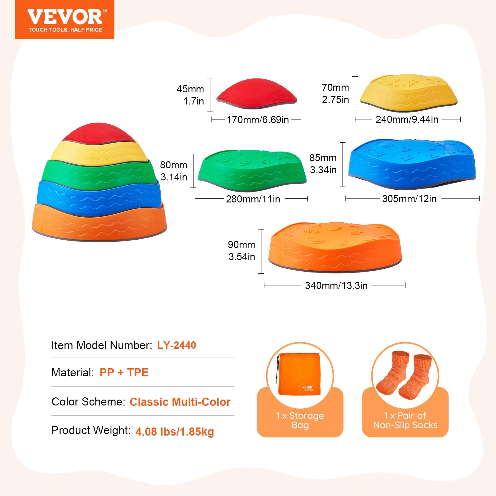 Outdoor Play Equipment: VEVOR Kids Balance Stepping Stones Sensory Obstacle Course 5 PCS Outdoor Indoor
