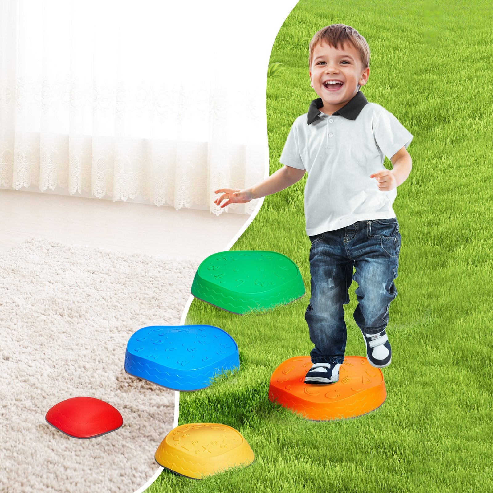 Outdoor Play Equipment: VEVOR Kids Balance Stepping Stones Sensory Obstacle Course 5 PCS Outdoor Indoor