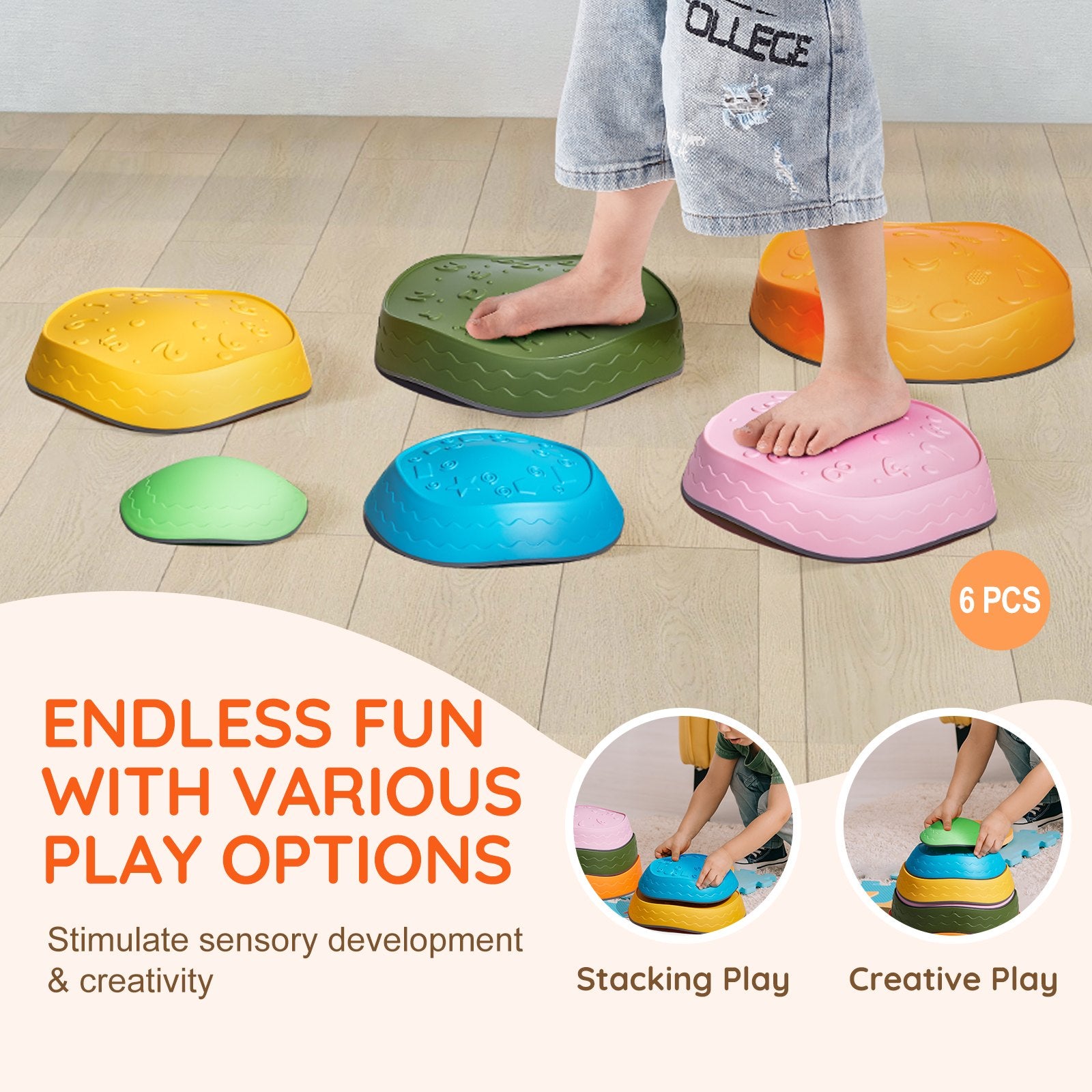 Outdoor Play Equipment: VEVOR Kids Balance Stepping Stones Sensory Obstacle Course 6 PCS Outdoor Indoor