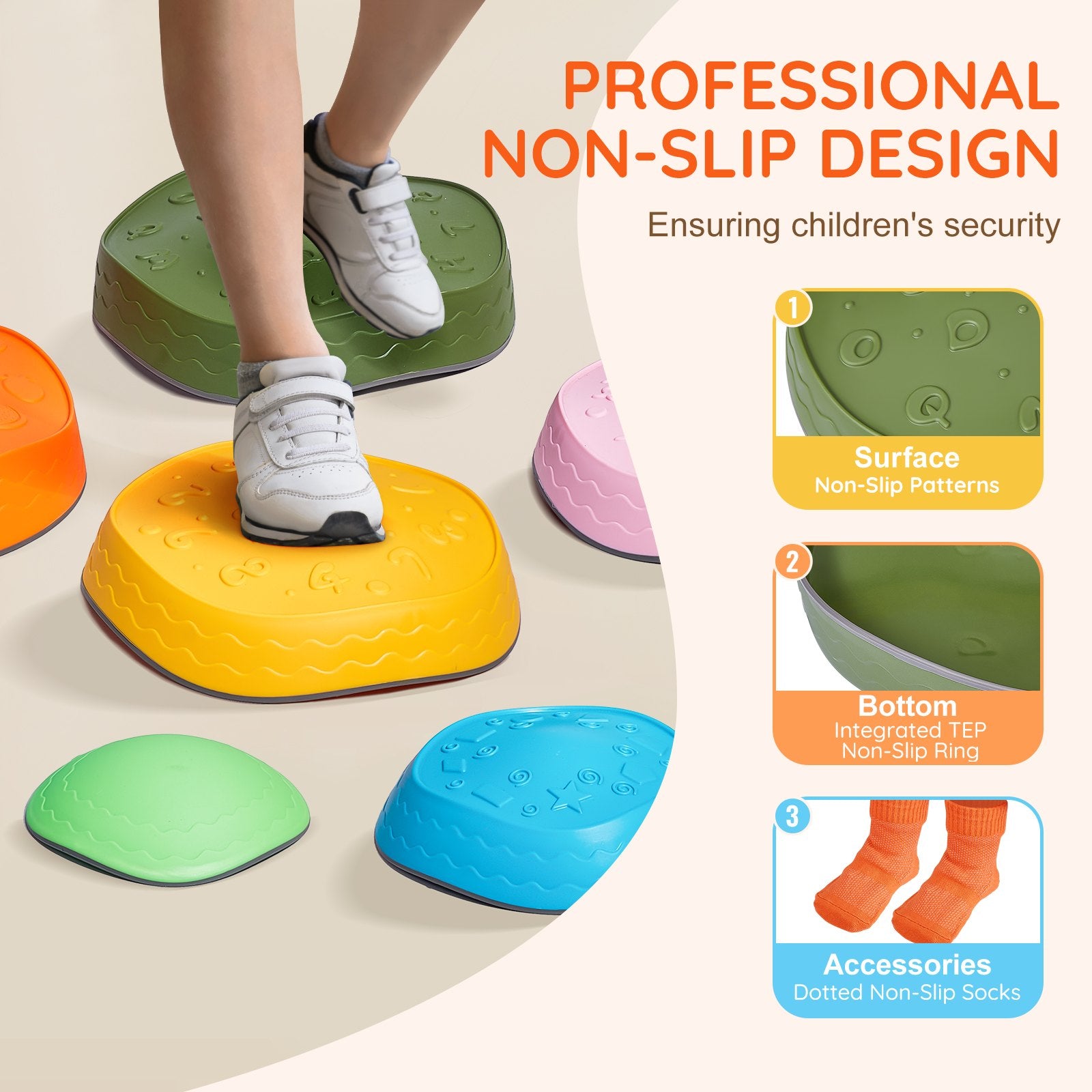 Outdoor Play Equipment: VEVOR Kids Balance Stepping Stones Sensory Obstacle Course 6 PCS Outdoor Indoor