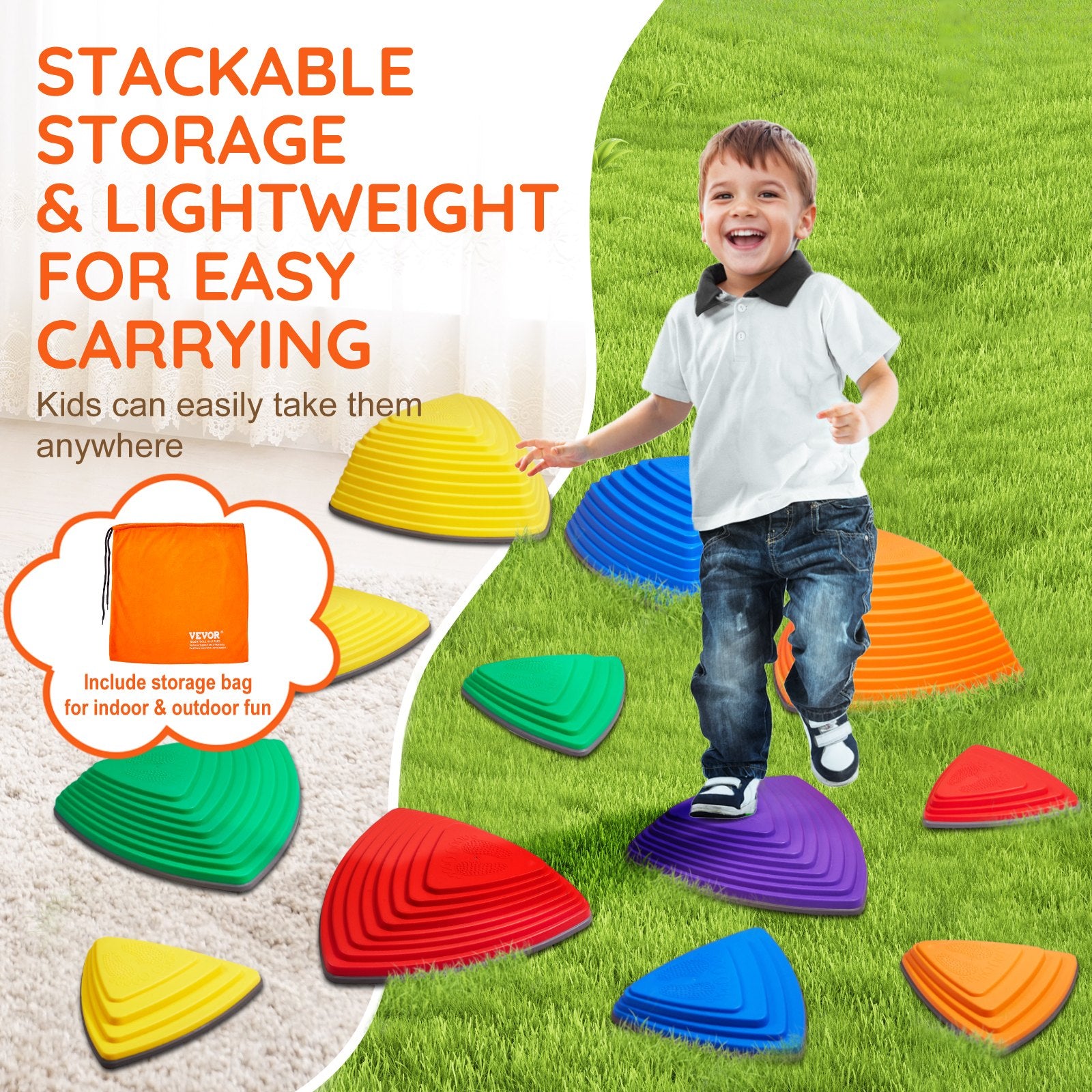 Outdoor Play Equipment: VEVOR Kids Balance Stepping Stones Sensory Obstacle Course 12 PCS Outdoor Indoor