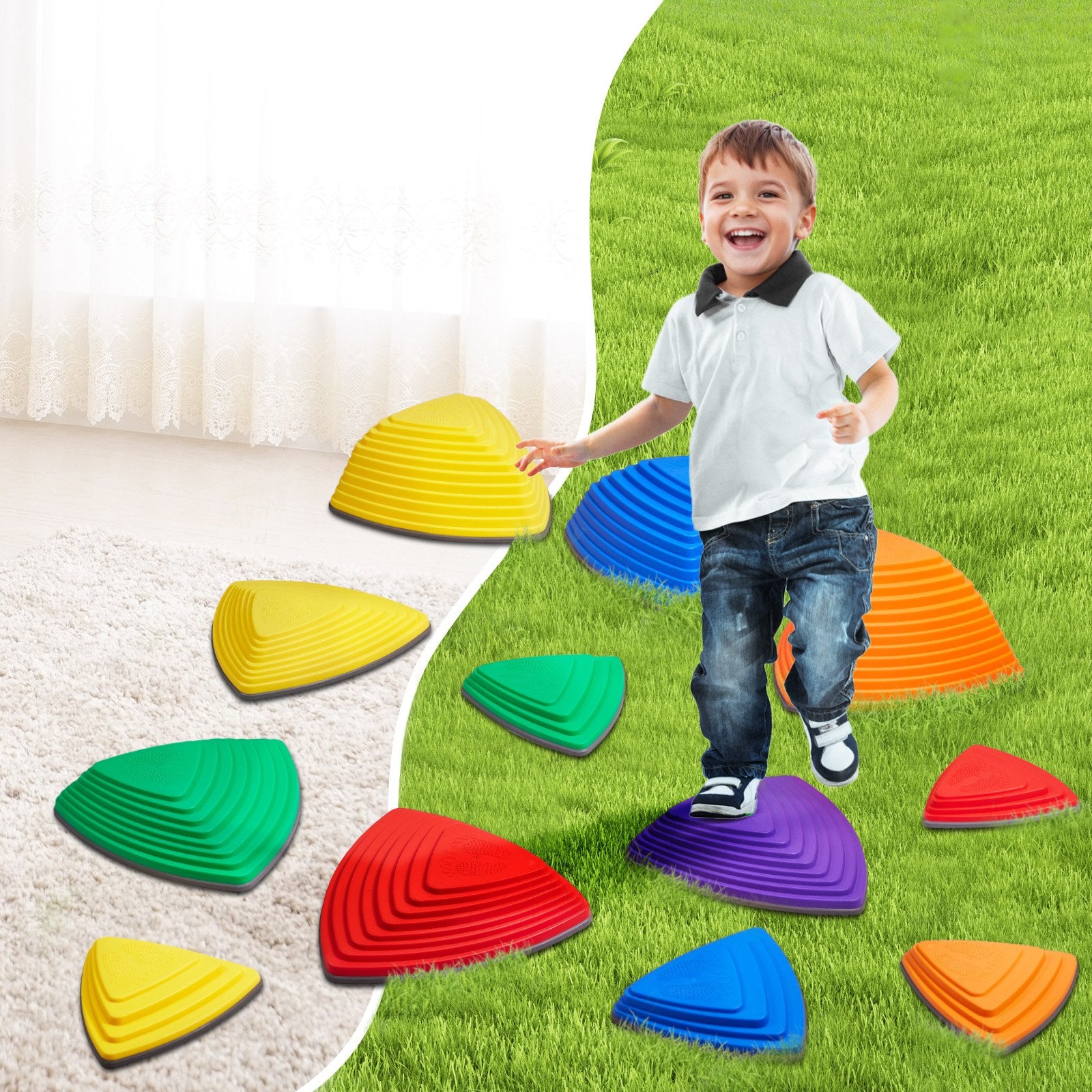 Outdoor Play Equipment: VEVOR Kids Balance Stepping Stones Sensory Obstacle Course 12 PCS Outdoor Indoor