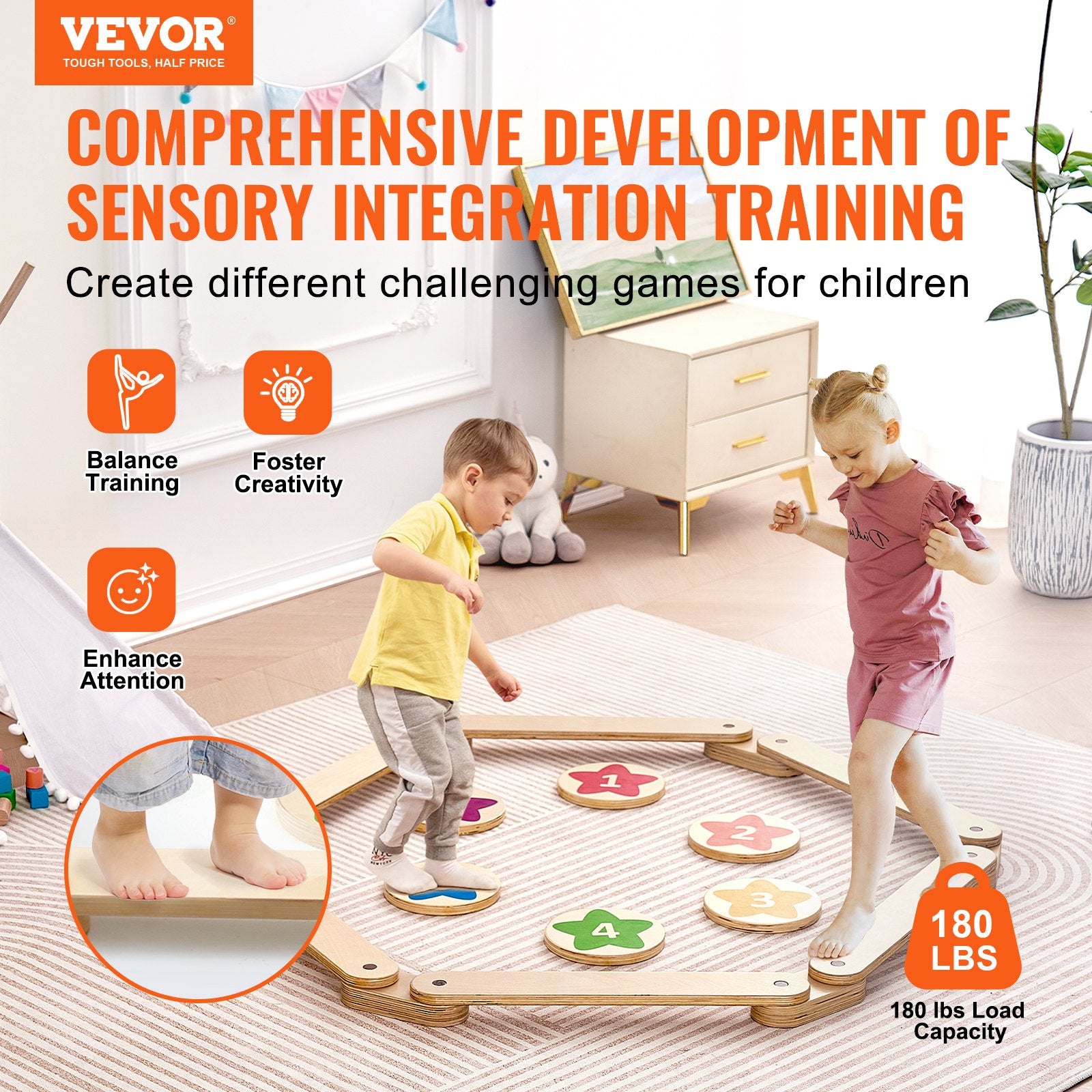 Gymnastics: VEVOR Kids Balance Beam Stepping Stones Gymnastics Children Balance Board 6 PCS
