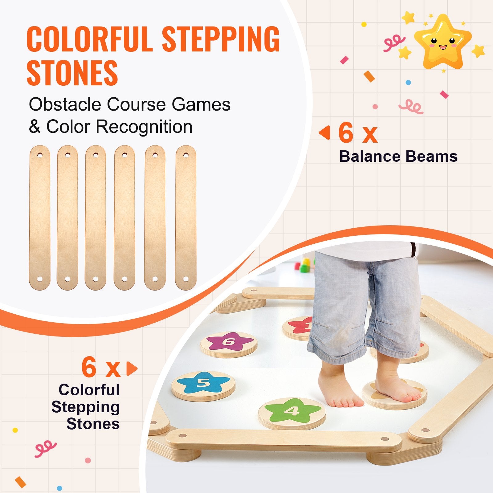 Gymnastics: VEVOR Kids Balance Beam Stepping Stones Gymnastics Children Balance Board 6 PCS