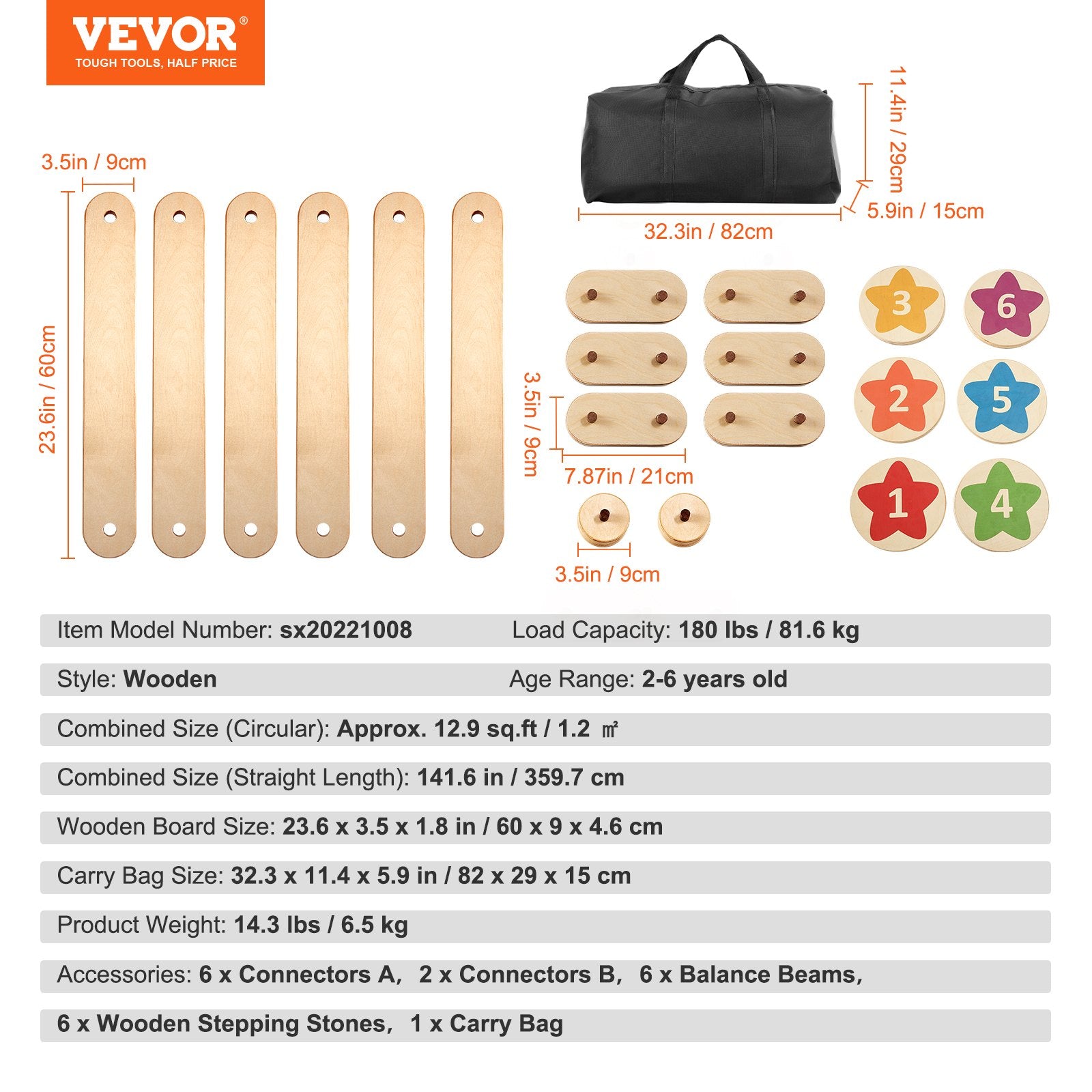 Gymnastics: VEVOR Kids Balance Beam Stepping Stones Gymnastics Children Balance Board 6 PCS