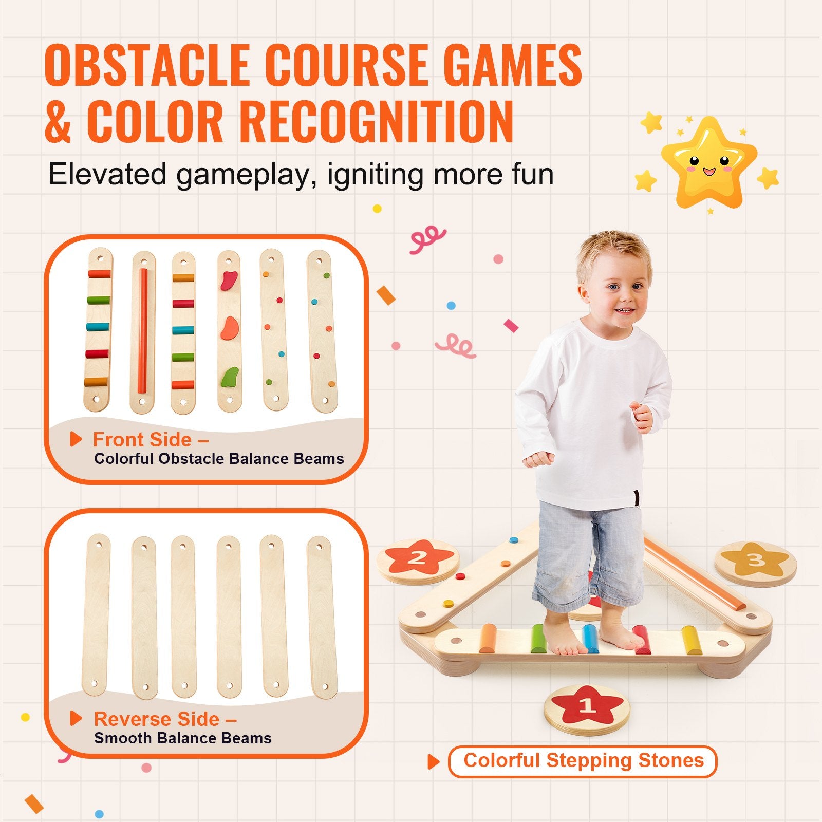 Gymnastics: VEVOR Kids Balance Beam Stepping Stones Gym Obstacle Children Balance Board 6PCS