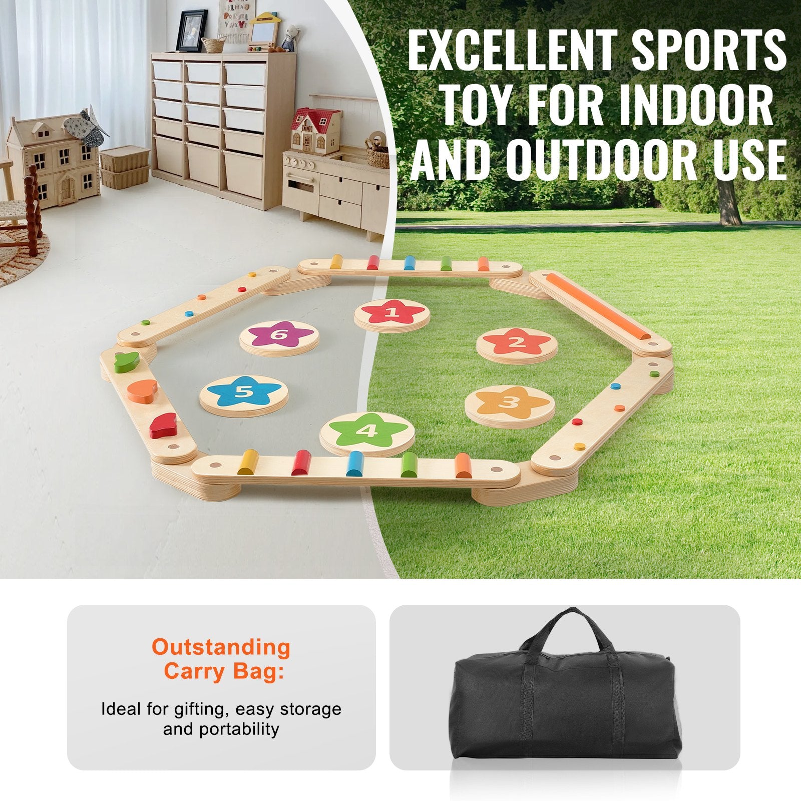Gymnastics: VEVOR Kids Balance Beam Stepping Stones Gym Obstacle Children Balance Board 6PCS