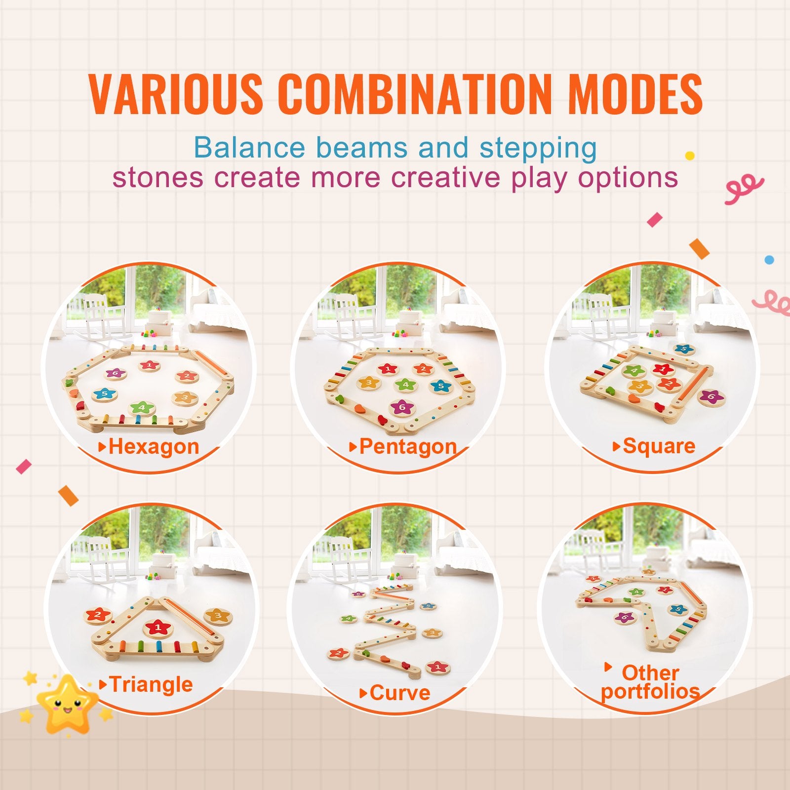 Gymnastics: VEVOR Kids Balance Beam Stepping Stones Gym Obstacle Children Balance Board 6PCS