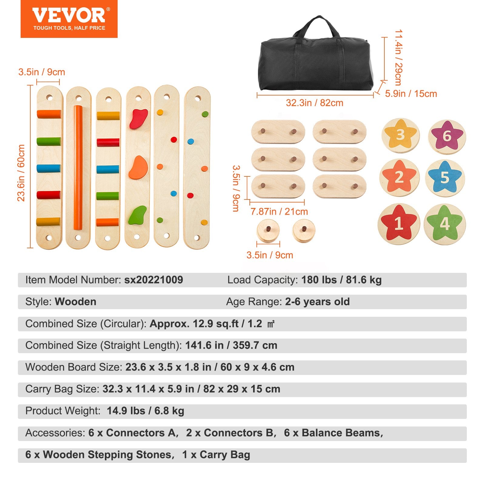 Gymnastics: VEVOR Kids Balance Beam Stepping Stones Gym Obstacle Children Balance Board 6PCS