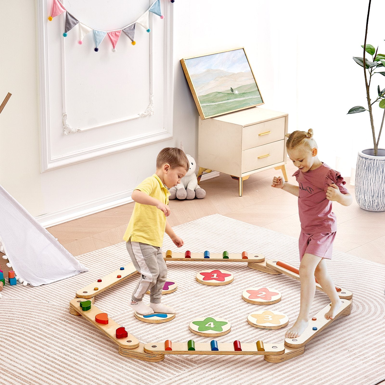Gymnastics: VEVOR Kids Balance Beam Stepping Stones Gym Obstacle Children Balance Board 6PCS