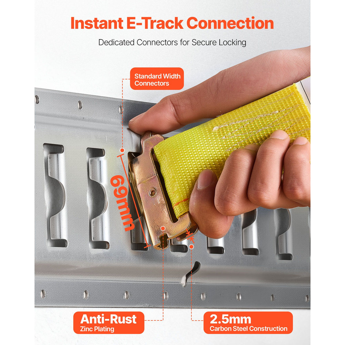 Ratchet Straps, 50.8 mm x 4.6 m, 30 Pack E-Track Tie Down Straps, 1995 kg Break Strength & 662 kg Rated Load, Tie Down Ratcheting for Moving, Trailers, Motorcycles, Kayaks, Car Roof, Yellow
