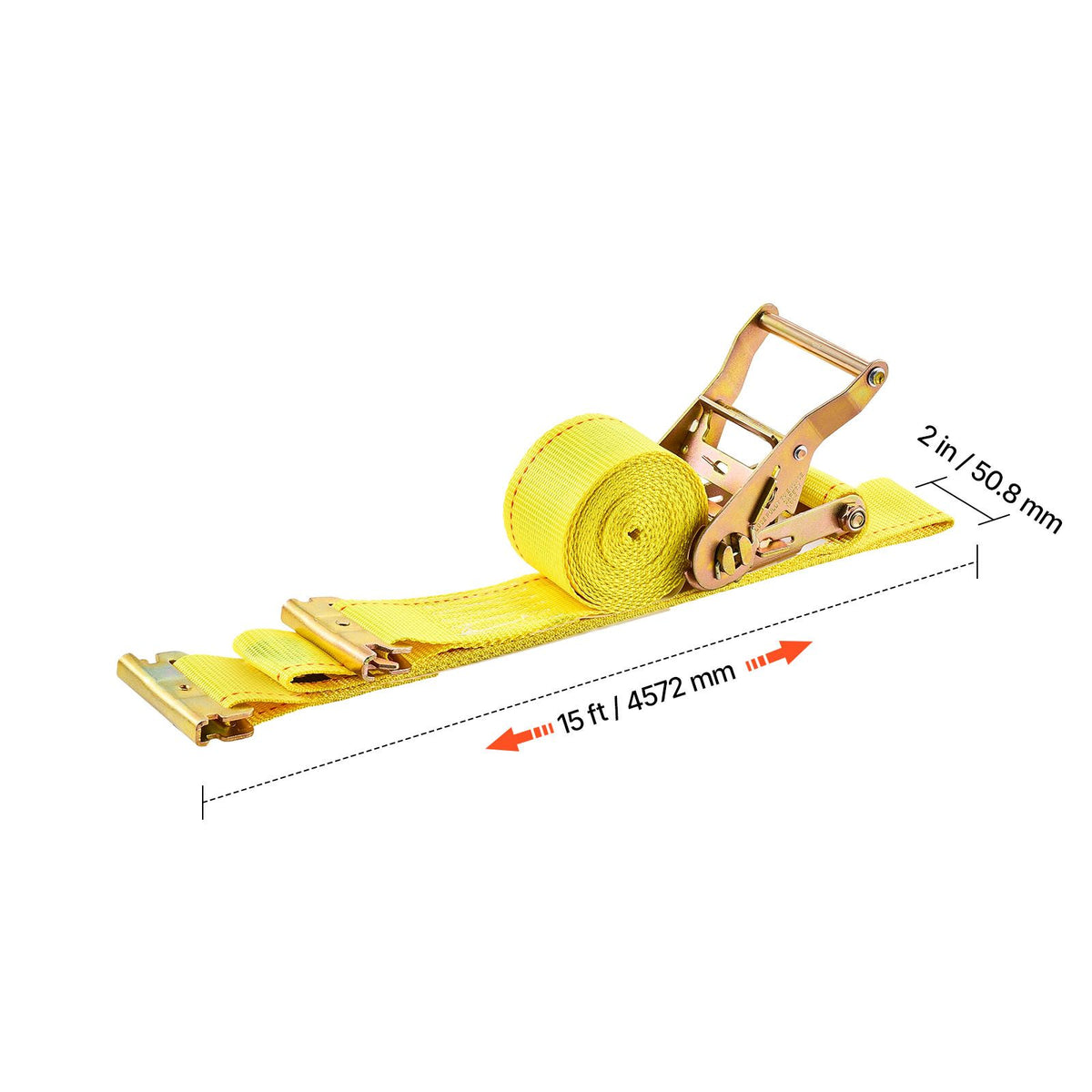 Ratchet Straps, 50.8 mm x 4.6 m, 30 Pack E-Track Tie Down Straps, 1995 kg Break Strength & 662 kg Rated Load, Tie Down Ratcheting for Moving, Trailers, Motorcycles, Kayaks, Car Roof, Yellow