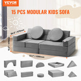Pretend Play: VEVOR Play Couch, 15pcs Modular Kids Nugget Couch, Toddler Foam Sofa Couch with High-density 25D Sponge for Playing, Creativing, Sleeping, Imaginative Kids Furniture for Bedroom and Playroom