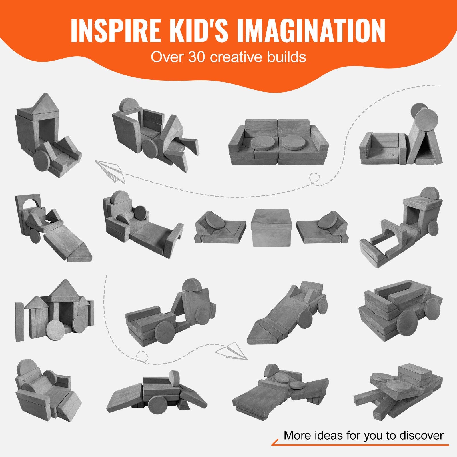 Pretend Play: VEVOR Play Couch, 15pcs Modular Kids Nugget Couch, Toddler Foam Sofa Couch with High-density 25D Sponge for Playing, Creativing, Sleeping, Imaginative Kids Furniture for Bedroom and Playroom
