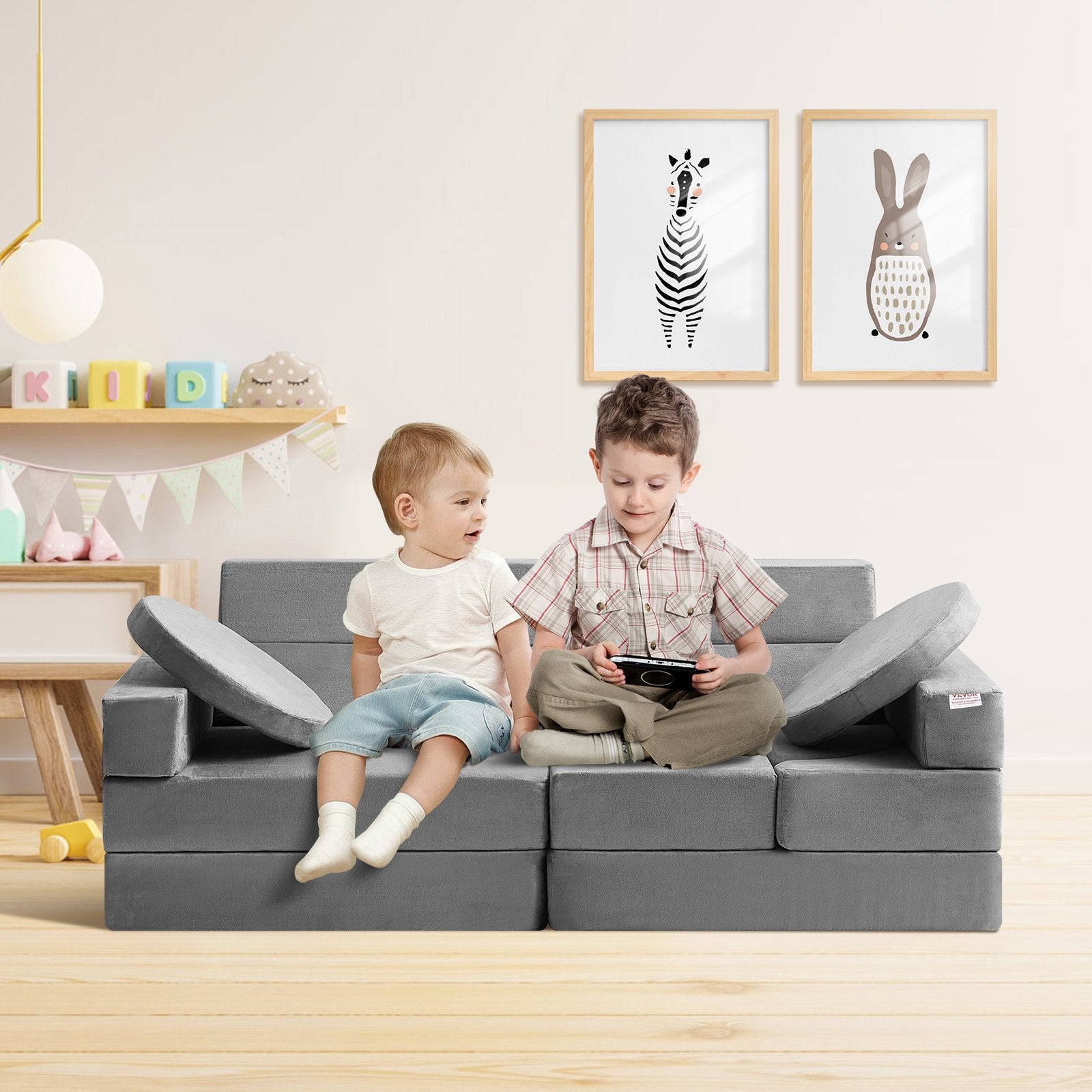Pretend Play: VEVOR Play Couch, 15pcs Modular Kids Nugget Couch, Toddler Foam Sofa Couch with High-density 25D Sponge for Playing, Creativing, Sleeping, Imaginative Kids Furniture for Bedroom and Playroom