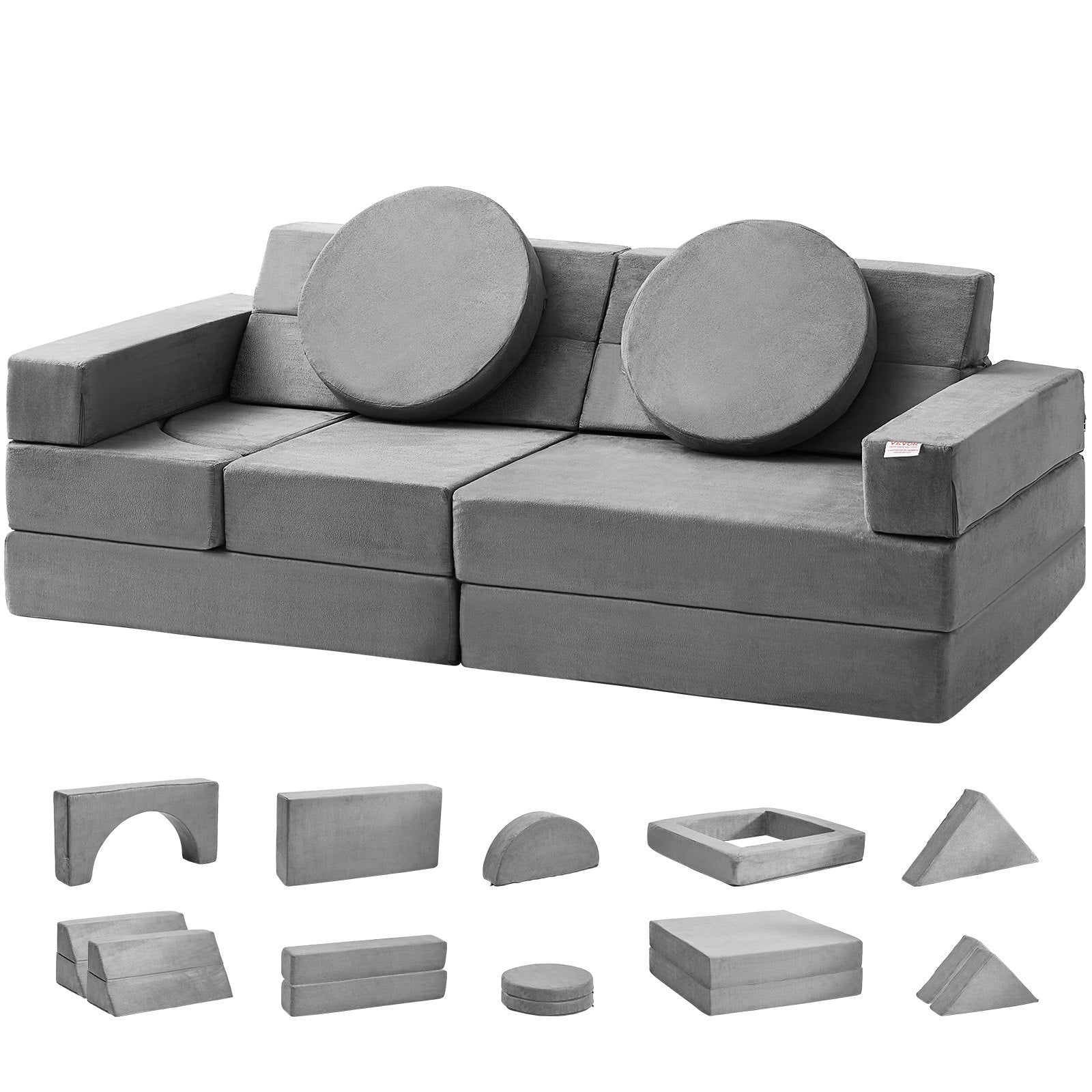Pretend Play: VEVOR Play Couch, 15pcs Modular Kids Nugget Couch, Toddler Foam Sofa Couch with High-density 25D Sponge for Playing, Creativing, Sleeping, Imaginative Kids Furniture for Bedroom and Playroom