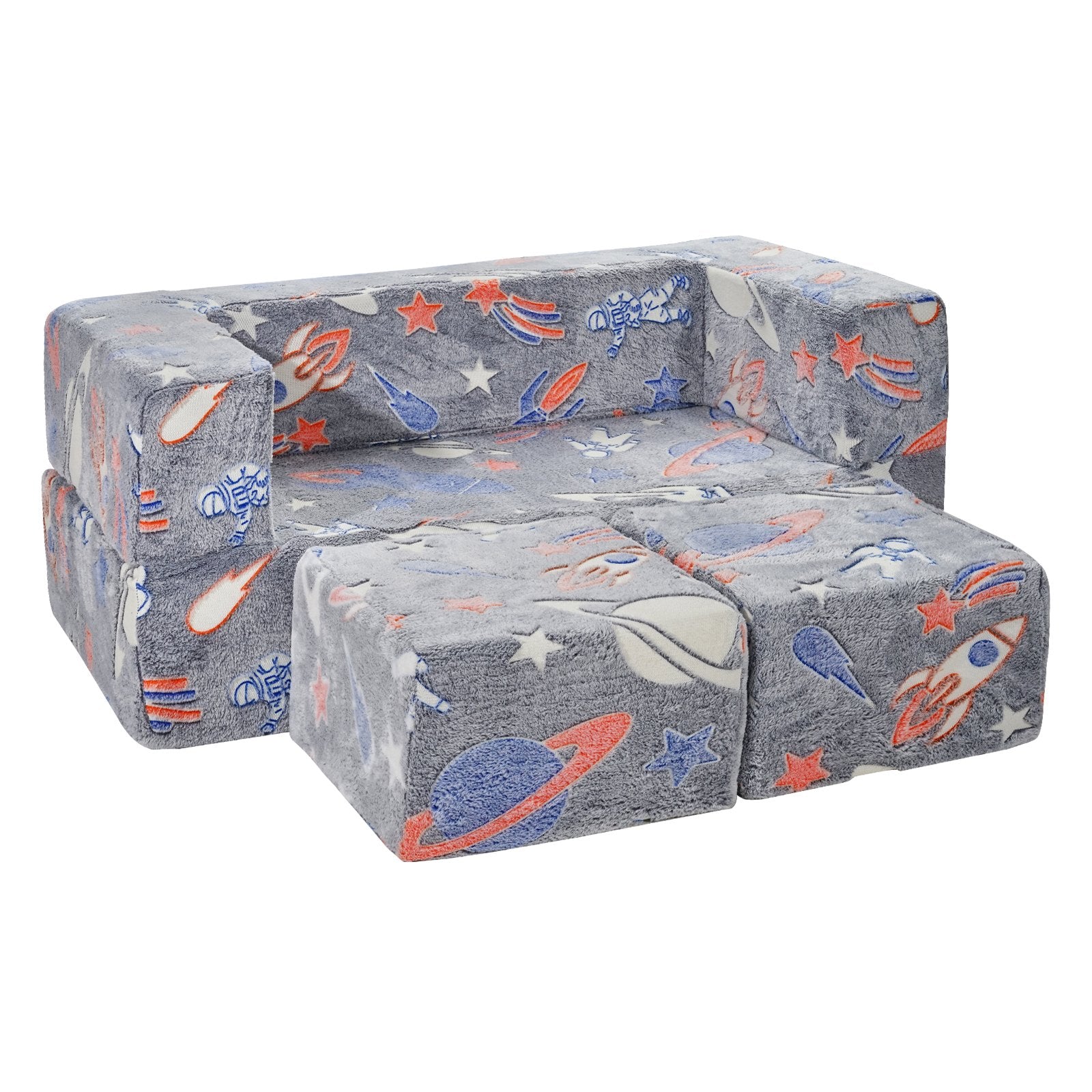 Pretend Play: VEVOR Modular Kids Play Couch 4Pcs DIY Glow in the Dark Toddler Chair Grey