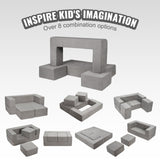 Pretend Play: VEVOR Modular Kids Play Couch 4Pcs DIY Creative Child Sectional Sofa Dark Grey