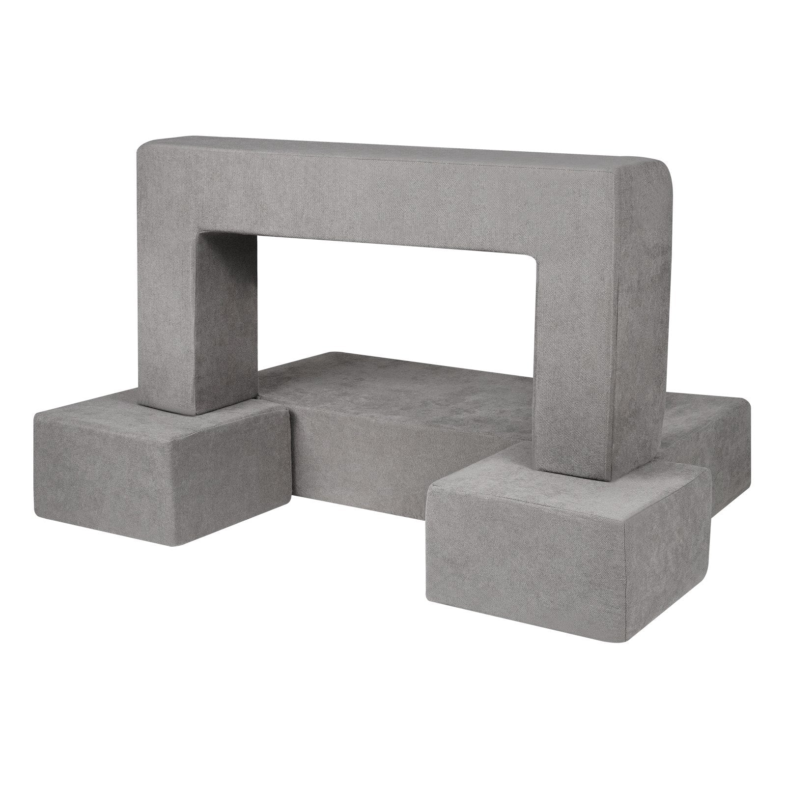 Pretend Play: VEVOR Modular Kids Play Couch 4Pcs DIY Creative Child Sectional Sofa Dark Grey