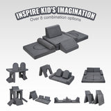 Pretend Play: VEVOR Modular Kids Play Couch 10Pcs DIY Creative Toddler Sectional Sofa Grey