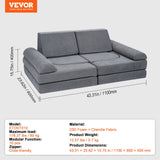 Pretend Play: VEVOR Modular Kids Play Couch 10Pcs DIY Creative Toddler Sectional Sofa Grey