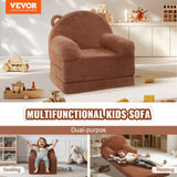 Kid's Tables, Chairs & Seats: VEVOR Baby Chair Foldable 2-in-1 Baby Lounger Couch Cartoon Kids Sofa Brown